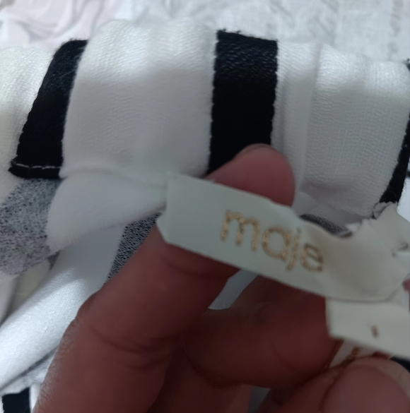Maje Black and White Striped Blouse - Picture 4 of 4